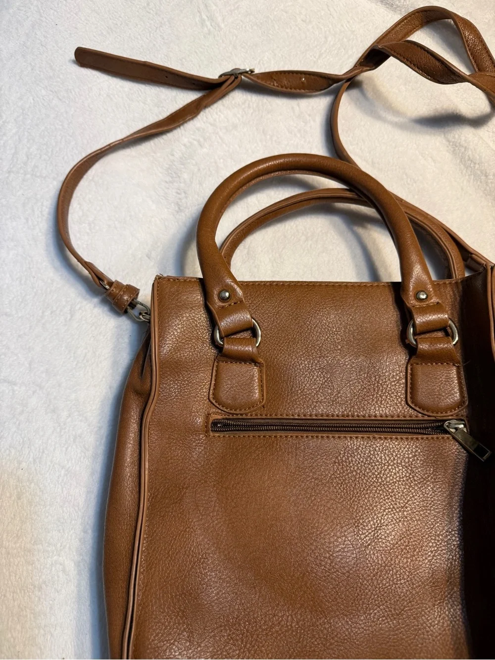 Madison West Brown Shoulder Tote with Gold Hardware